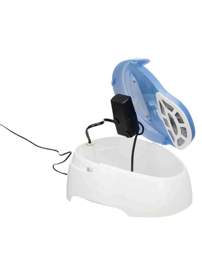 Duo Stream Drinking Fountain Water Dispenser For Cats And Dogs, Pet Water Fountain, Active Carbon Filter - 1 Litre, 20 X 12 X 23 Cm (White/Light Blue)