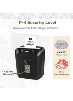 Majesty Majesty 10 Sheets Paper Shredder, 14L Paper Shredder for Home & Office Heavy Duty, Cross Cut 4x38mm for Shredding Paper, Staples, Credit Cards High Security Level P-4 Jam Proof System  - Image 5