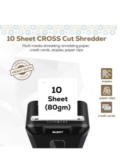 Majesty Majesty 10 Sheets Paper Shredder, 14L Paper Shredder for Home & Office Heavy Duty, Cross Cut 4x38mm for Shredding Paper, Staples, Credit Cards High Security Level P-4 Jam Proof System  - Image 2