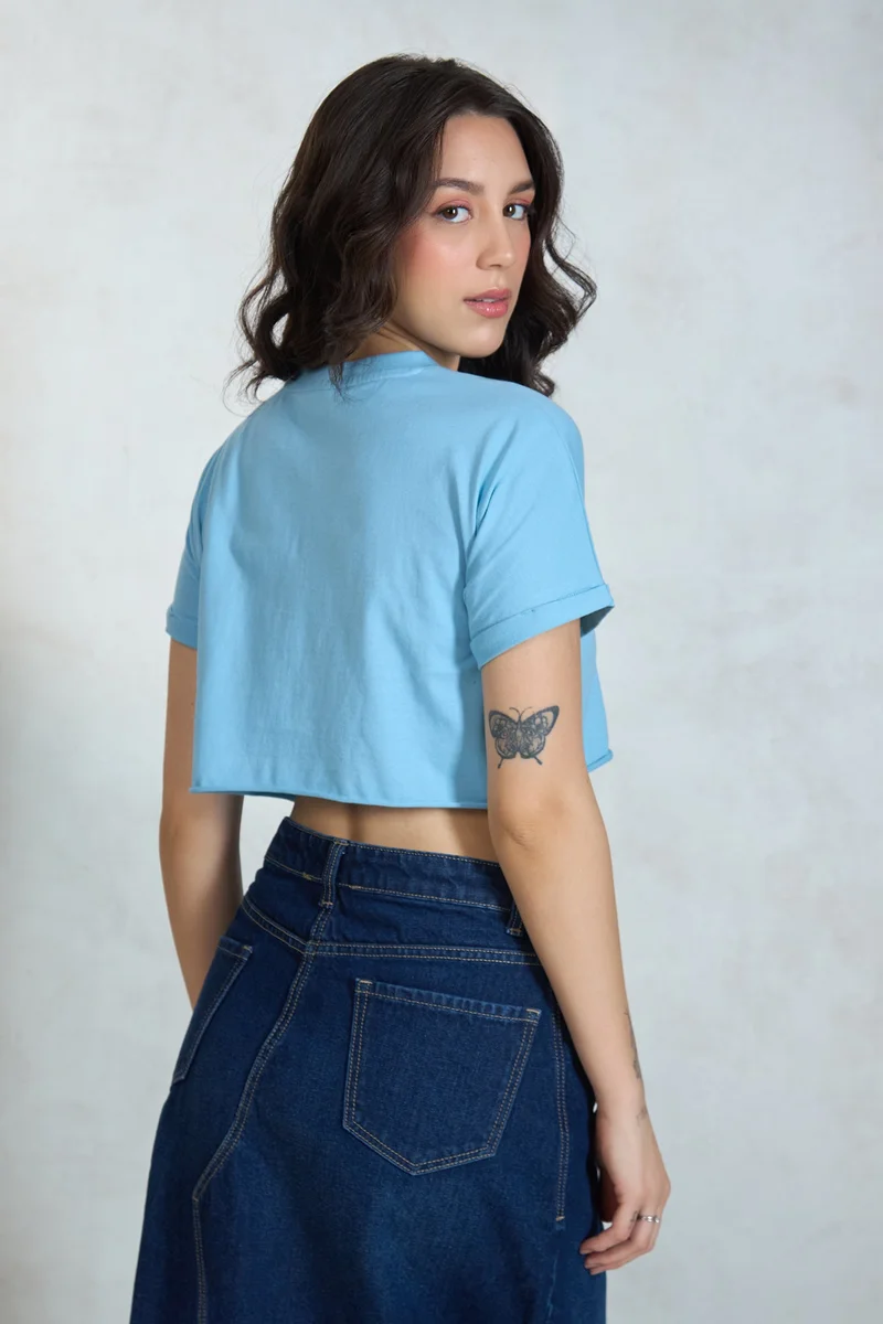 Virgio VIRGIO 100% Cotton Knit Boxy Crop Graphic Tee