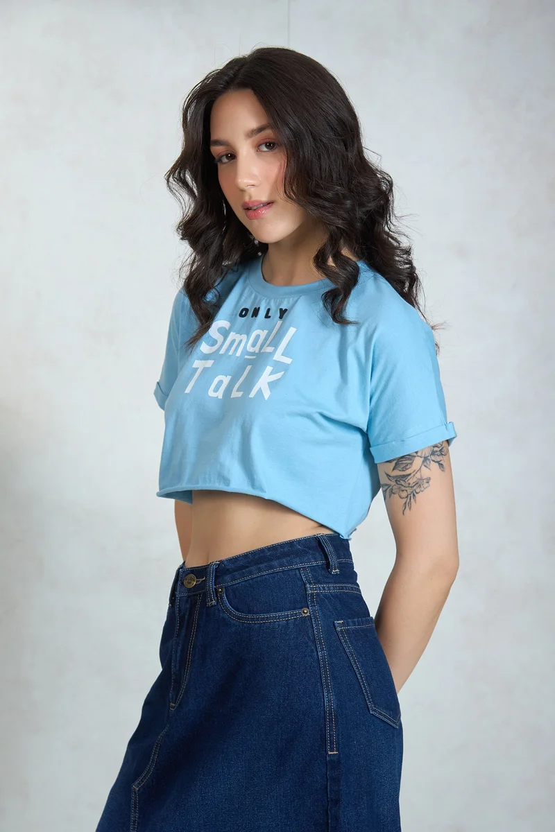 Virgio VIRGIO 100% Cotton Knit Boxy Crop Graphic Tee