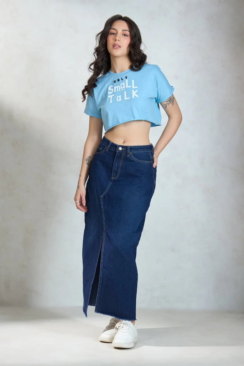 Virgio VIRGIO 100% Cotton Knit Boxy Crop Graphic Tee