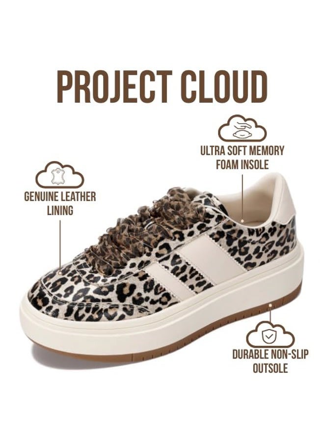 Project Cloud Platform Sneakers for Women - Lightweight Memory Foam Insole Womens Sneakers - Non-Slip Fashion Sneakers for Women Footwear - Women's Fashion Platform Shoes (Nita), Leopard, 7.5 - Image 2