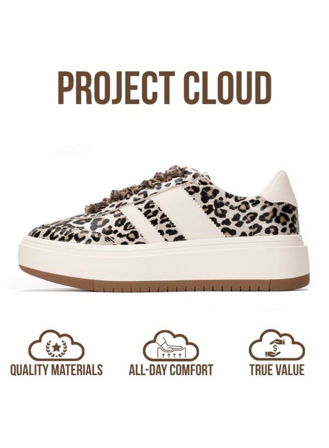 Project Cloud Platform Sneakers for Women - Lightweight Memory Foam Insole Womens Sneakers - Non-Slip Fashion Sneakers for Women Footwear - Women's Fashion Platform Shoes (Nita), Leopard, 7.5 - Image 3