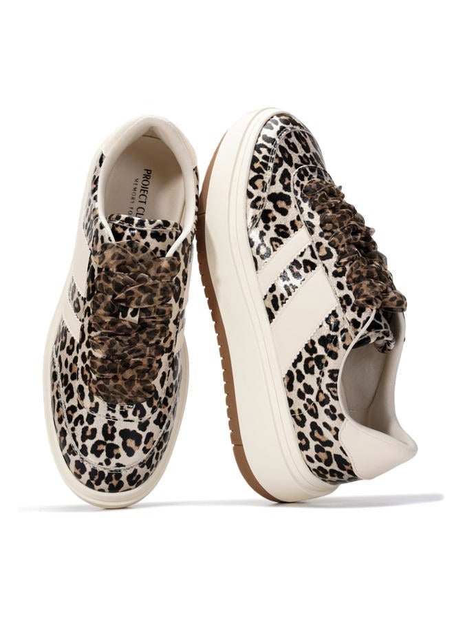 Project Cloud Platform Sneakers for Women - Lightweight Memory Foam Insole Womens Sneakers - Non-Slip Fashion Sneakers for Women Footwear - Women's Fashion Platform Shoes (Nita), Leopard, 7.5 - Image 1