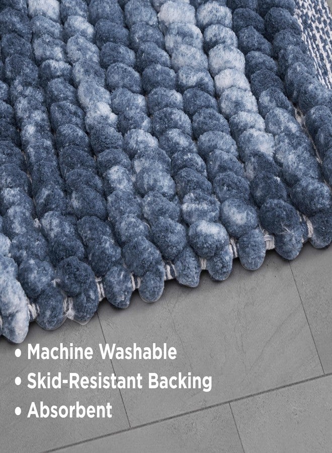 French Connection Space Dye Chunky Chenille 17" x 24"/20" x 34" 2-Piece Bath Rug Set, Dark Blue - Image 3
