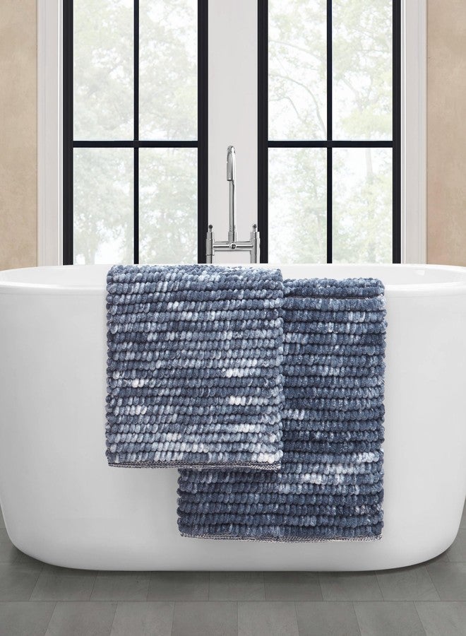 French Connection Space Dye Chunky Chenille 17" x 24"/20" x 34" 2-Piece Bath Rug Set, Dark Blue - Image 5