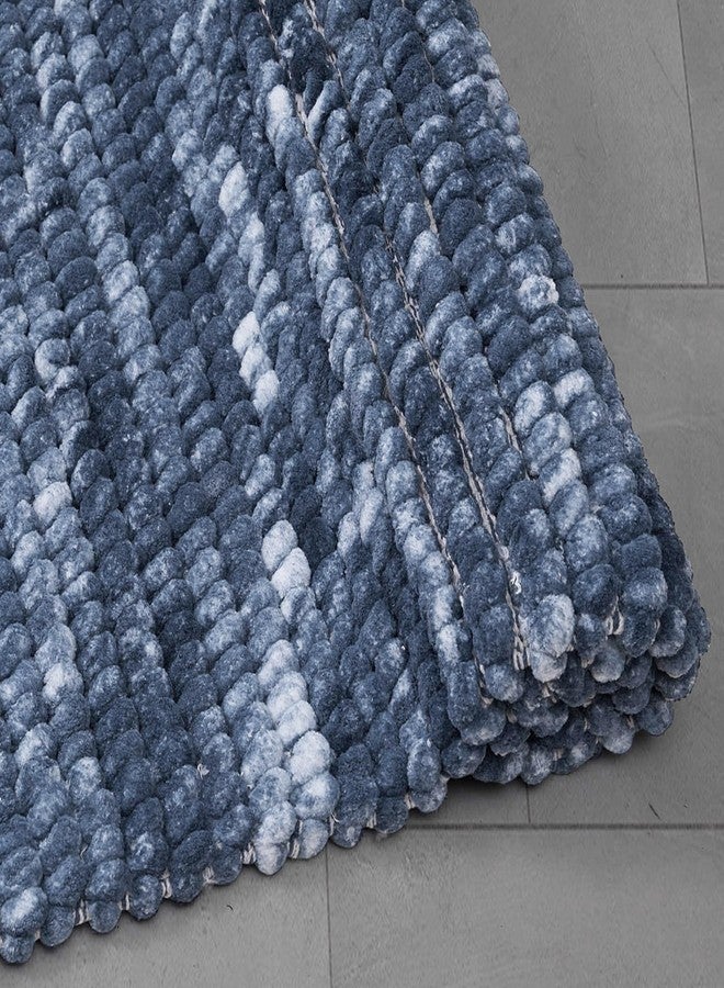 French Connection Space Dye Chunky Chenille 17" x 24"/20" x 34" 2-Piece Bath Rug Set, Dark Blue - Image 4