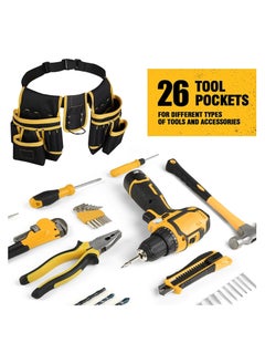 Generic Tool Belt,26 Pocket Brown and Black Heavy Duty Construction Tool Belt, Quick Release Buckle Adjustable Tool Pouch for Electrician,Carpenter,Construction  - Image 2