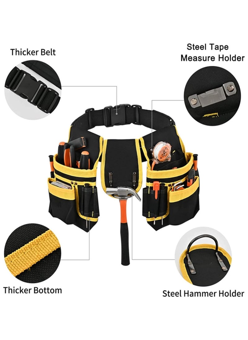 Generic Tool Belt,26 Pocket Brown and Black Heavy Duty Construction Tool Belt, Quick Release Buckle Adjustable Tool Pouch for Electrician,Carpenter,Construction  - Image 4