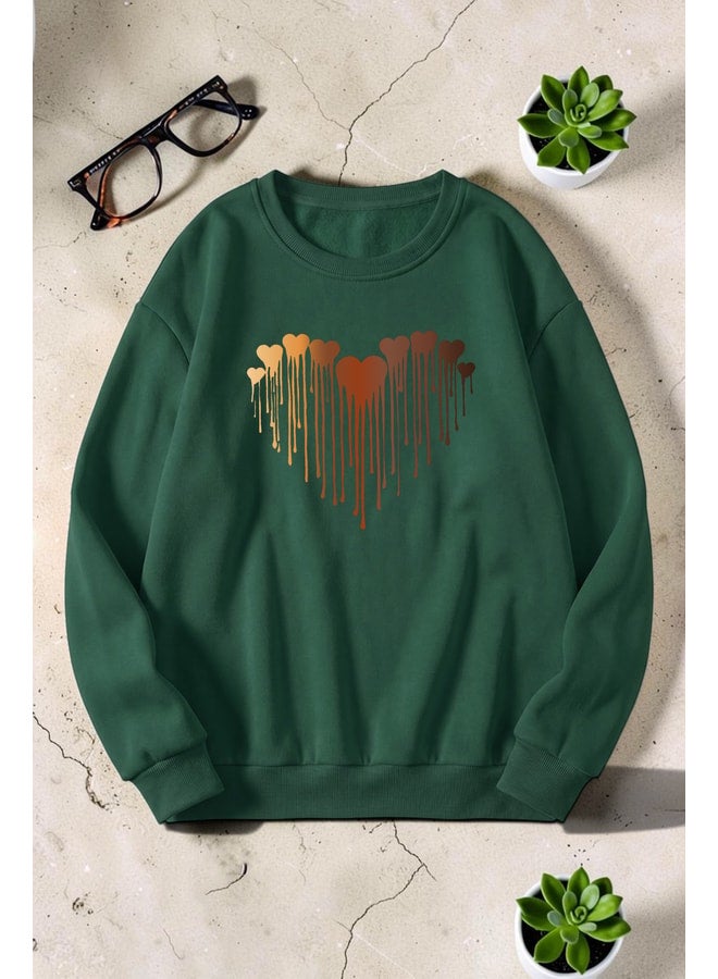 uyguntarz Unisex Melting Hearts Printed Crewneck Sweatshirt. - Image 1