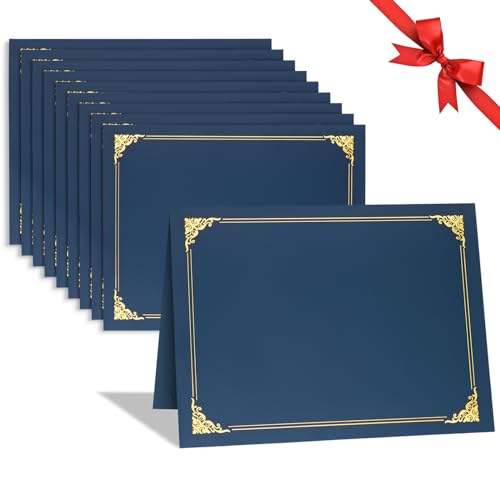 Coidea 10 Packs Certificate Holders, Navy Blue Certificate Covers, Diploma Holders, Certificate Folders with Gold Foil Border for Letter Size 8.5" x 11" Certificates, Diploma, Documents, Award Cover - Image 1