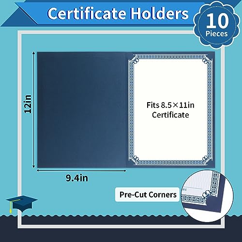 Coidea 10 Packs Certificate Holders, Navy Blue Certificate Covers, Diploma Holders, Certificate Folders with Gold Foil Border for Letter Size 8.5" x 11" Certificates, Diploma, Documents, Award Cover - Image 2