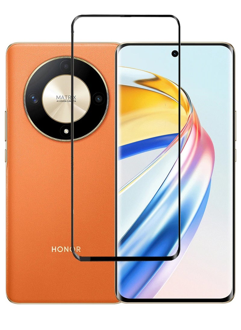 ماركة غير محددة واقي شاشة لهاتف Honor X9b، واقي شاشة من الزجاج المقسى، حماية فائقة الدقة، مقاوم للخدش، بدون فقاعات، صلابة 9H، طبقة تغطية كاملة باللون الأسود  - Image 1