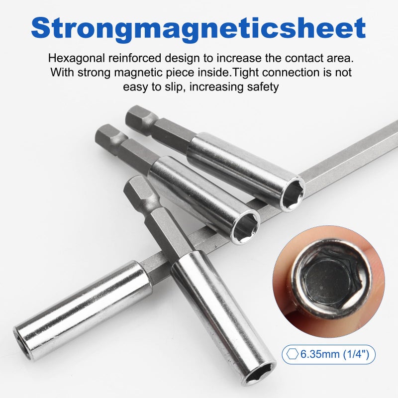 Rocaris 10 Pack Magnetic Extension Socket Drill Bit Holder 1/4" Hex Power Tools - Image 4