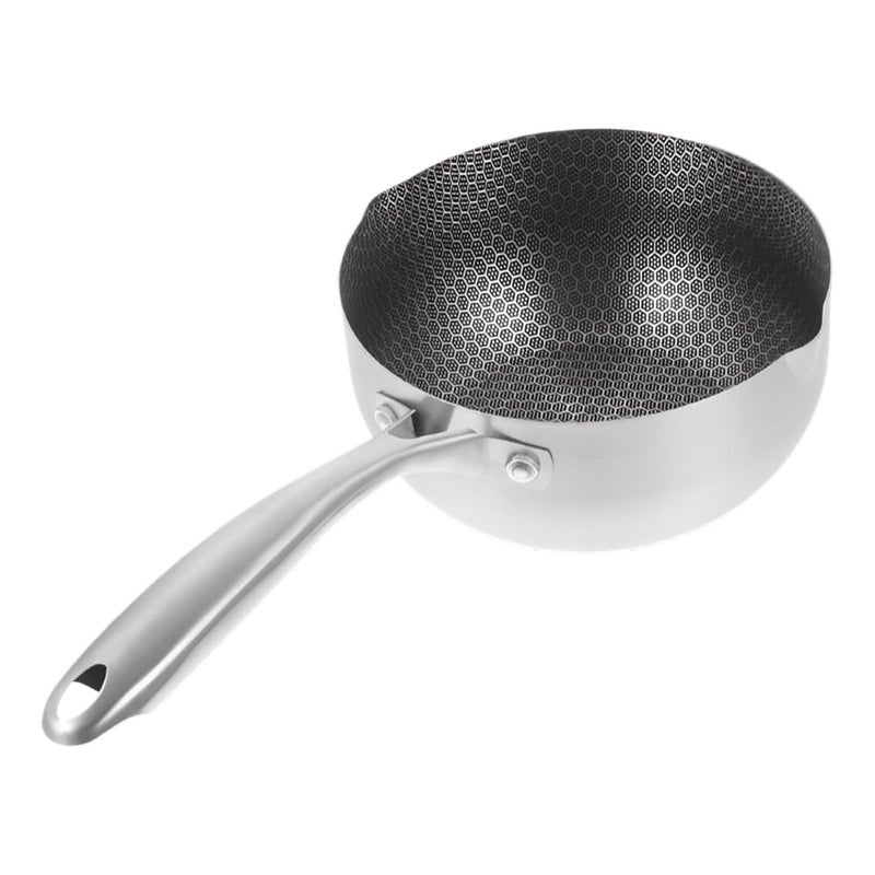 Snevad Stainless Steel Round Saucepan with Handle Ramen Pot Milk Cheese Pot Egg Frying Pan Pouring Oil Pans Honeycomb Soup Pot NonStick Steaming Stove Home Kitchen Cooking Pot Dishwasher Oven Safe - Image 1