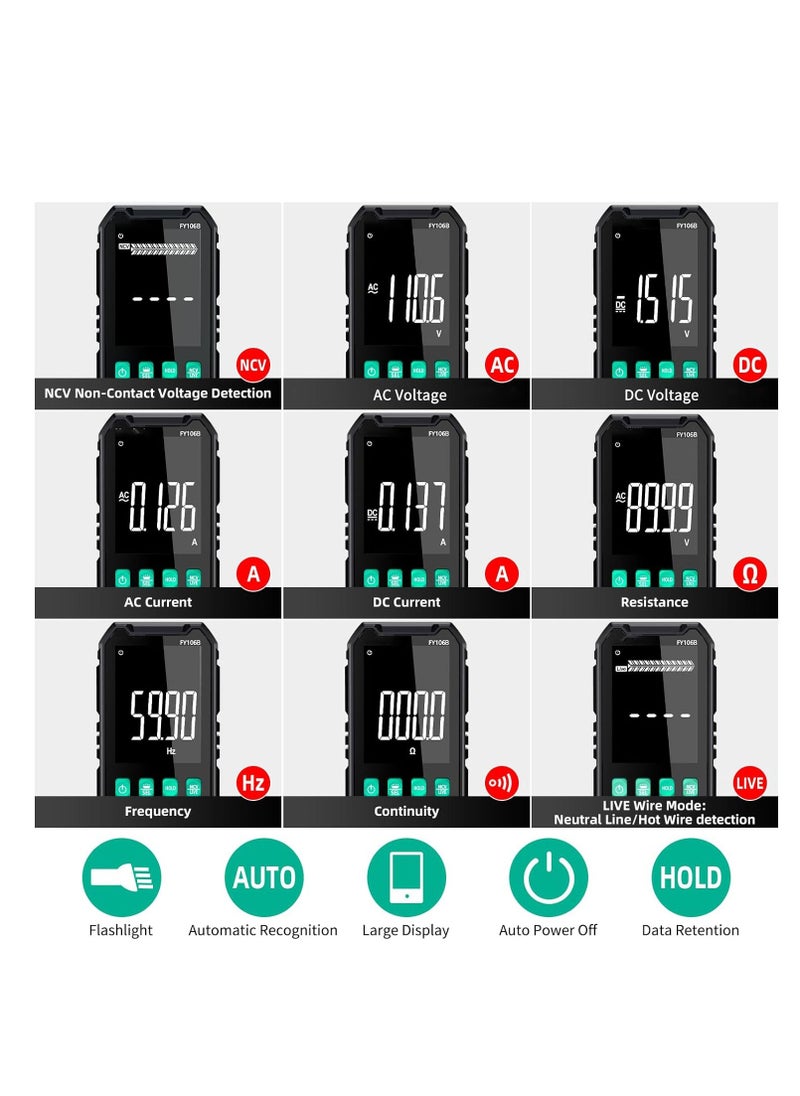 Digital Multimeter, Compact Intelligent Multi Tester, NCV Electrical Tester, True RMS 4000 Counts, LCD, Overload Protection, Auto-Ranging, Electric Tools for Househould Outlet, Automotive Battery Test