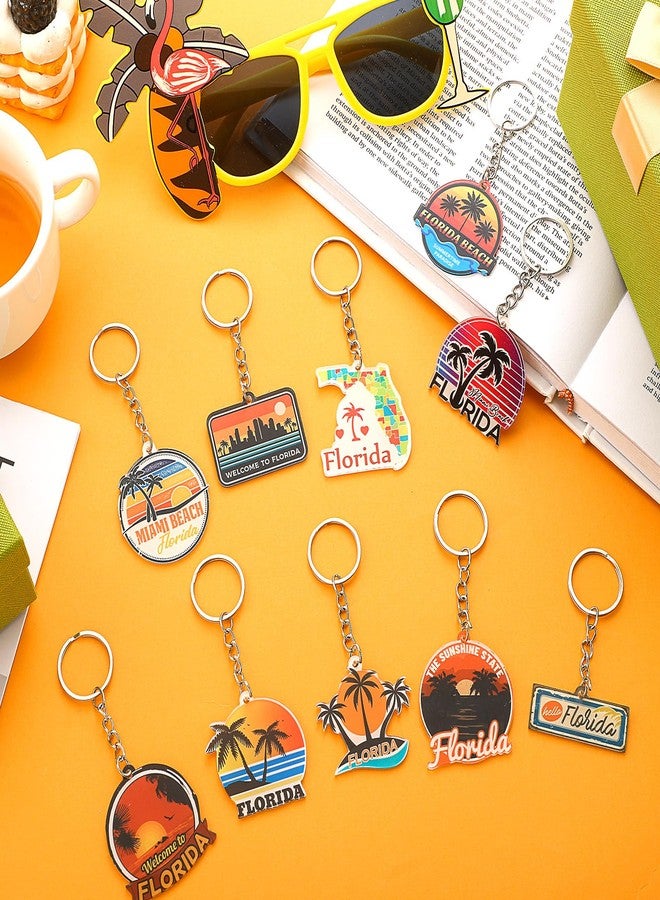 Trnayi 50 Pcs Florida Souvenirs Acrylic Keychain Gifts Bulk United State Keychain Palm Tree Sea Sun Map Travel Souvenirs - Image 4