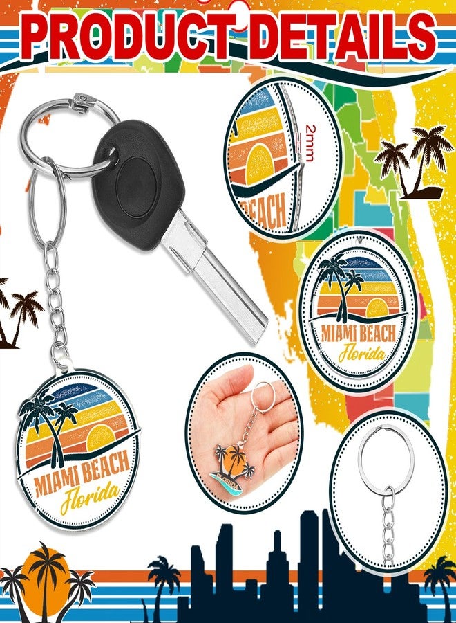 Trnayi 50 Pcs Florida Souvenirs Acrylic Keychain Gifts Bulk United State Keychain Palm Tree Sea Sun Map Travel Souvenirs - Image 3
