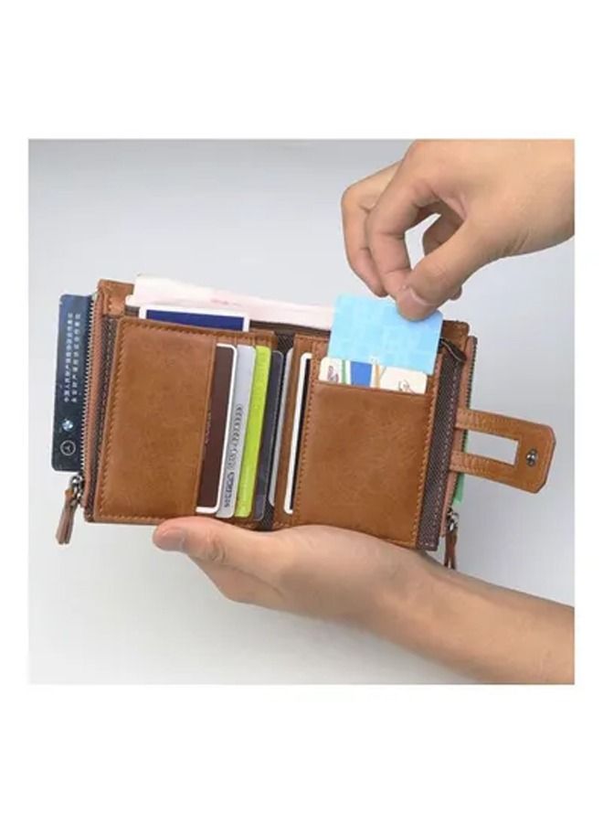 Rock Pow Leather Small Zipper Around Wallet - Image 4