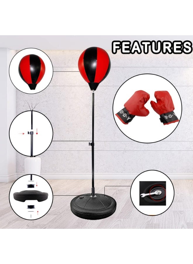 Junior Boxing Set - Adjustable Free Standing Punching Bag with Boxing Gloves for Kids Ages 5-10 | Includes Speed Ball, Hand Pump & Weighted Base - Image 4