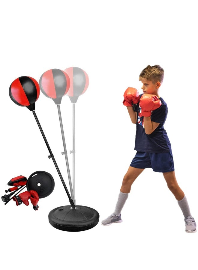 Junior Boxing Set - Adjustable Free Standing Punching Bag with Boxing Gloves for Kids Ages 5-10 | Includes Speed Ball, Hand Pump & Weighted Base - Image 1