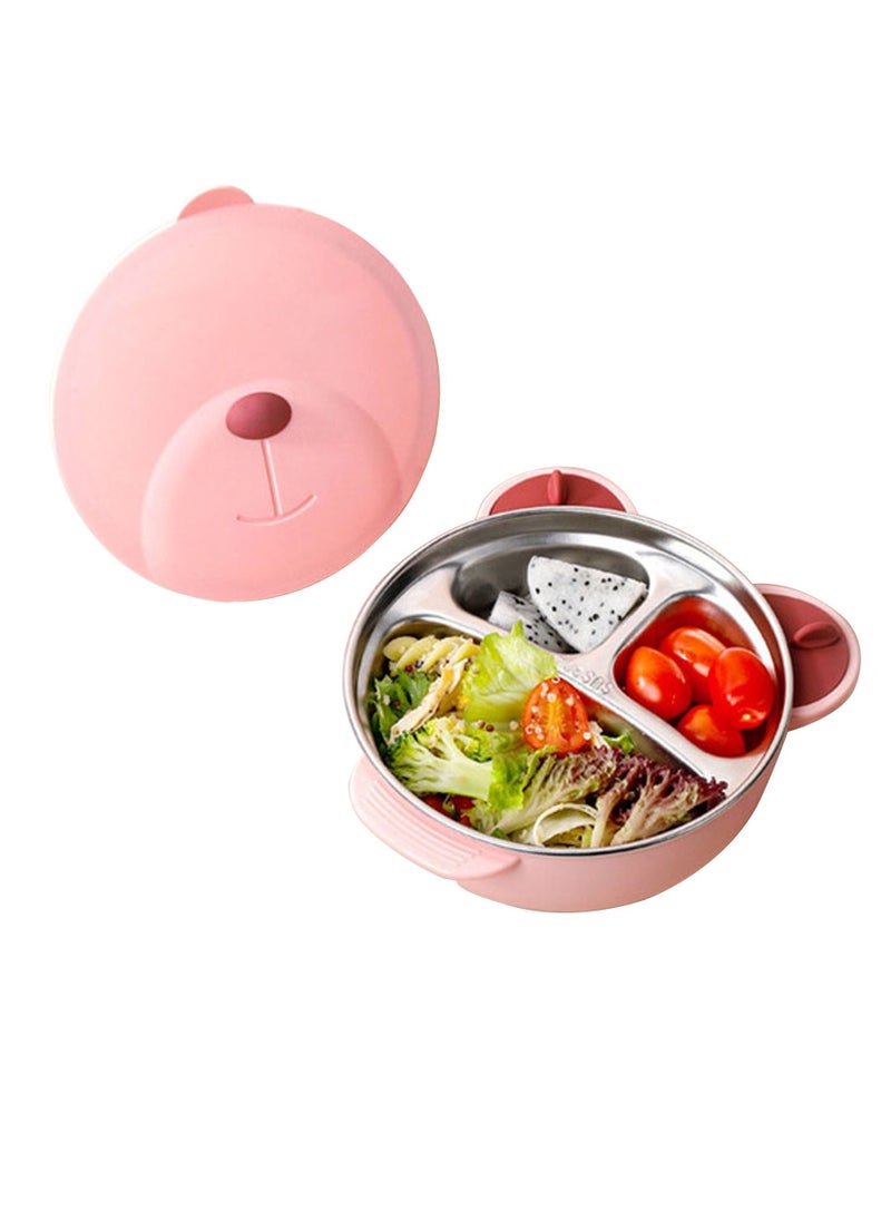 Generic - Kids Feeding Bowl with Cover Anti Scald Reusable Stainless Steel Insulated Dish for Toddler, Pink - Image 1