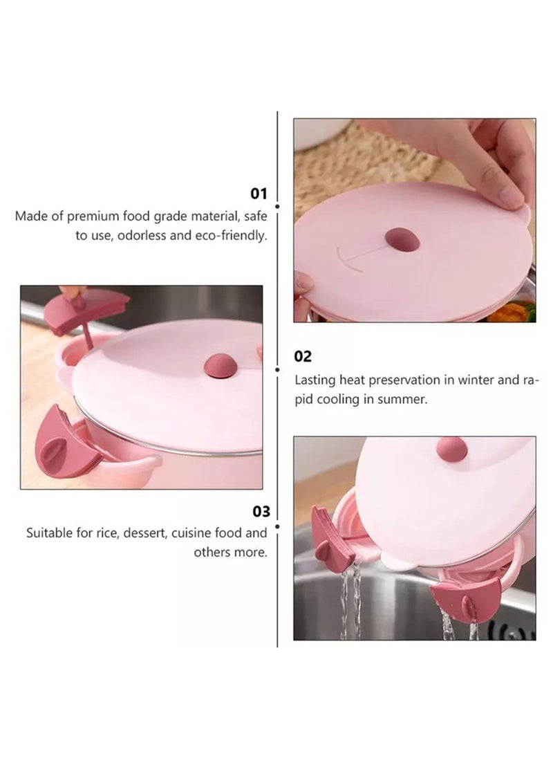 Generic - Kids Feeding Bowl with Cover Anti Scald Reusable Stainless Steel Insulated Dish for Toddler, Pink - Image 1