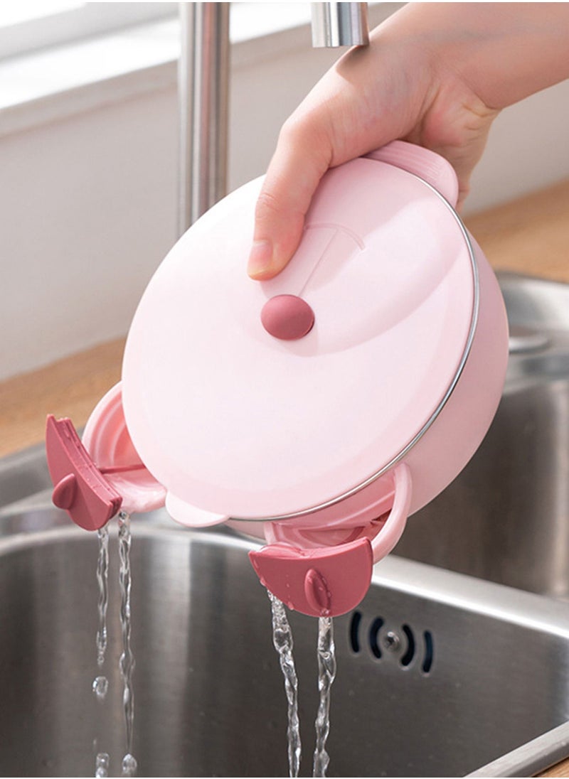 Generic - Kids Feeding Bowl with Cover Anti Scald Reusable Stainless Steel Insulated Dish for Toddler, Pink - Image 1