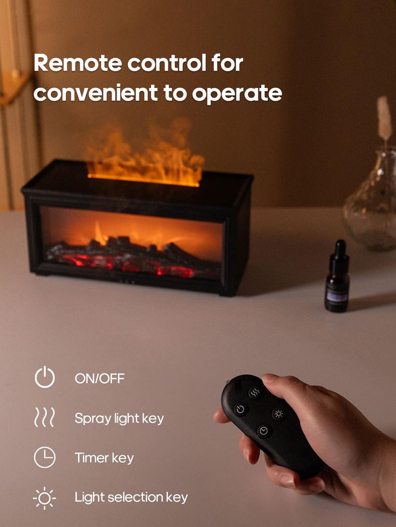Docoss Charcoal Aroma Diffuser for Home Electric with 7 Colors, Aromatherapy Essential Oil Fragrance Diffuser & Fireplace Flame Diffuser with Remote for Home, Bedroom (Wooden Brown) - Image 3