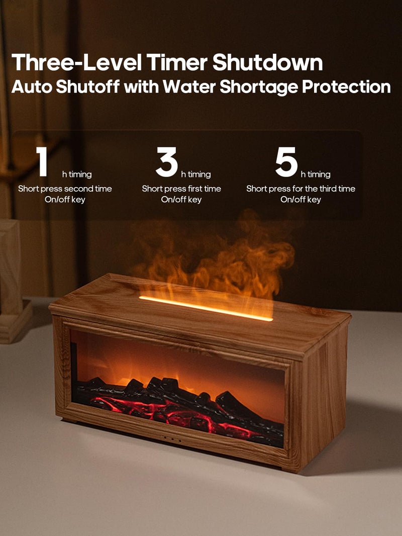 Docoss Charcoal Aroma Diffuser for Home Electric with 7 Colors, Aromatherapy Essential Oil Fragrance Diffuser & Fireplace Flame Diffuser with Remote for Home, Bedroom (Wooden Brown) - Image 2