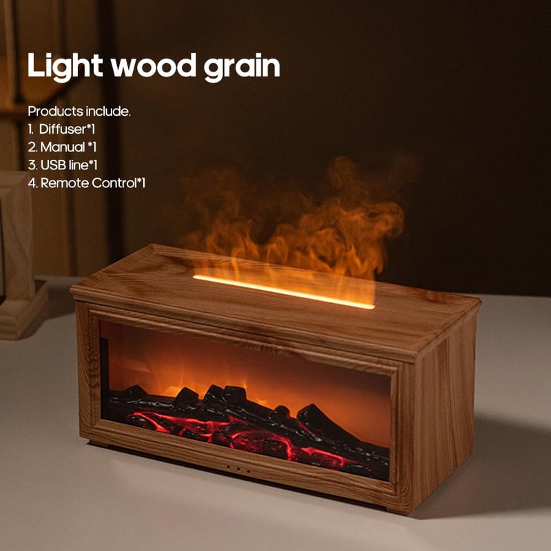 Docoss Charcoal Aroma Diffuser for Home Electric with 7 Colors, Aromatherapy Essential Oil Fragrance Diffuser & Fireplace Flame Diffuser with Remote for Home, Bedroom (Wooden Brown) - Image 5