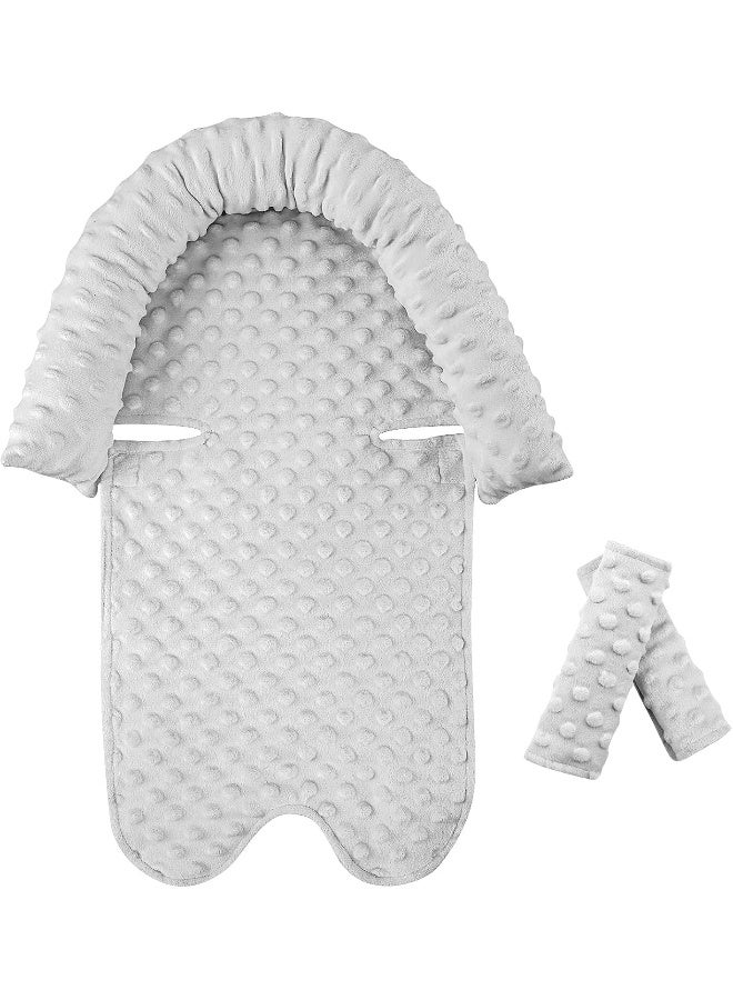 Pea Pod Car Seat Head Support Infant Baby Carseat Head Support & Strap Covers for Newborns Ultra Soft Minky Dotted Fabric Infant Car Seat Cushion Perfect for Baby Carseats, Strollers, and Bouncers - Image 1