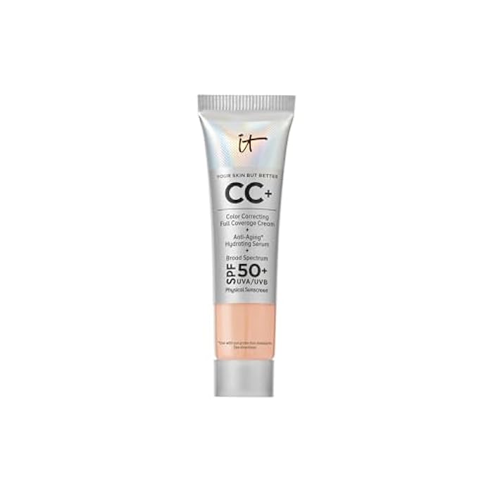 IT Cosmetics CC+ Cream Travel - Natural Full Coverage Foundation With SPF 50+, Color Corrector & Anti-Aging Hydrating Serum, Hyaluronic Acid + Peptides, Up To 24H Wear, All Skin Types- 0.4 fl oz - Image 1