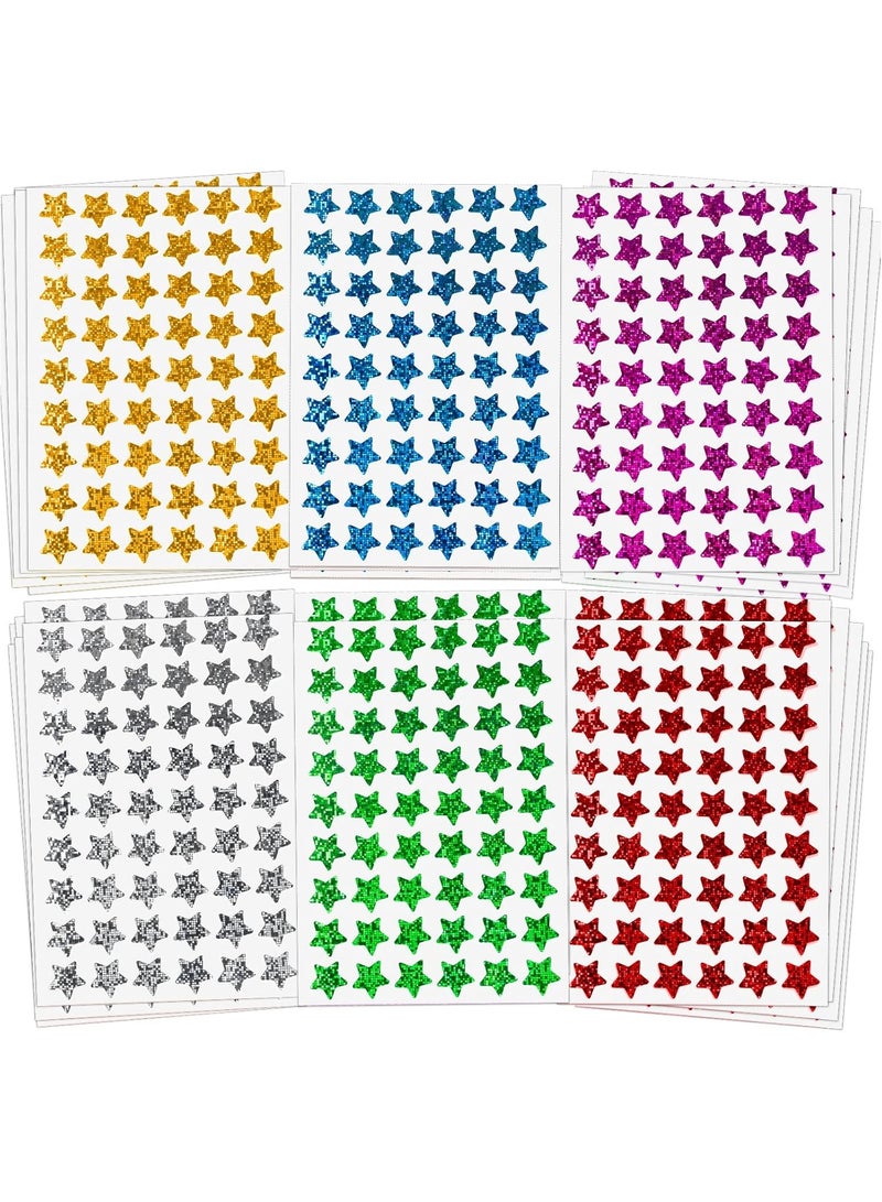 عبوة من 1620 ملصقًا نجميًا صغيرًا ثلاثي الأبعاد، 6 ألوان، لمكافأة الأطفال، مخطط سلوكي، لوازم مدرسية للطلاب والفصول الدراسية، قطر 0.6 بوصة - Image 1