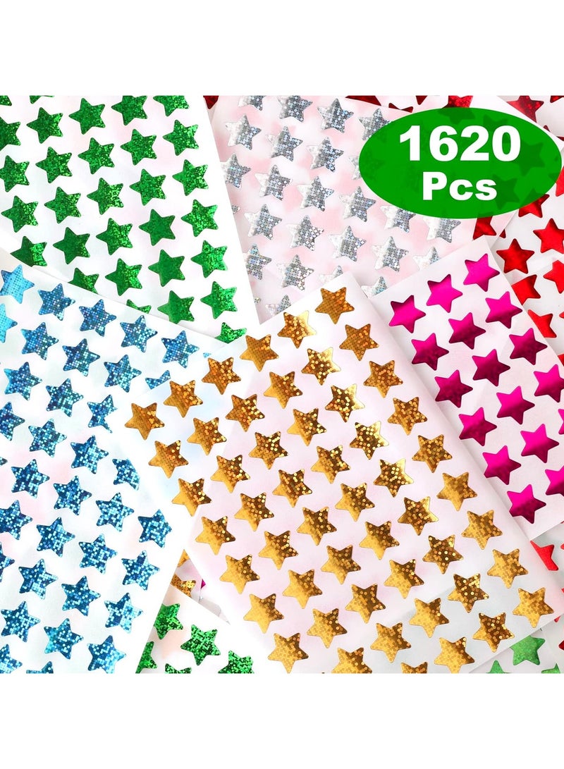 عبوة من 1620 ملصقًا نجميًا صغيرًا ثلاثي الأبعاد، 6 ألوان، لمكافأة الأطفال، مخطط سلوكي، لوازم مدرسية للطلاب والفصول الدراسية، قطر 0.6 بوصة - Image 3