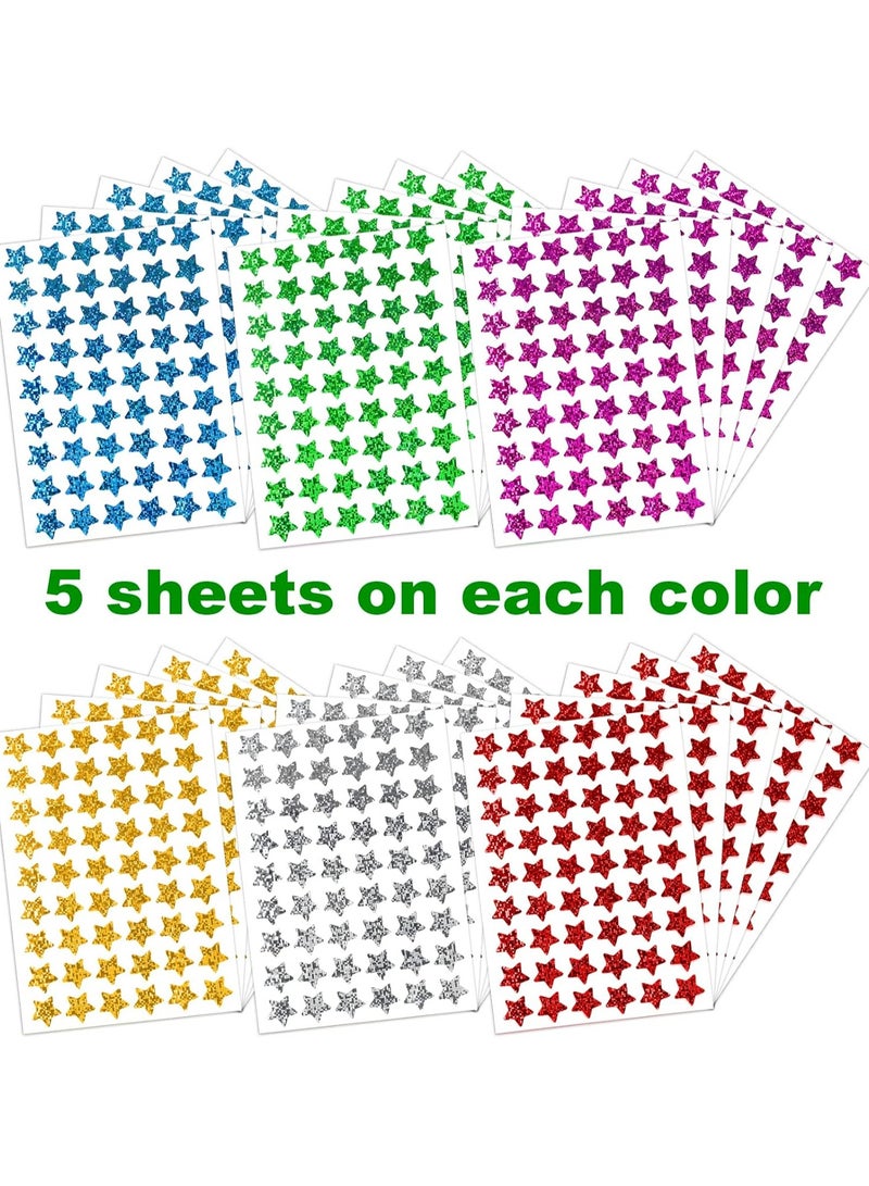 عبوة من 1620 ملصقًا نجميًا صغيرًا ثلاثي الأبعاد، 6 ألوان، لمكافأة الأطفال، مخطط سلوكي، لوازم مدرسية للطلاب والفصول الدراسية، قطر 0.6 بوصة - Image 2