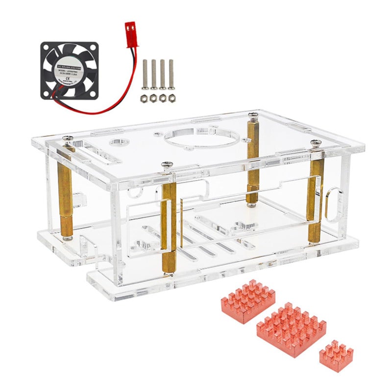 Clear Acrylic Case With Fan For RV2 Cooling Fan Protective Cover Thermal Management Electronics Project Shell - Image 2