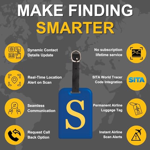 tag8 2 Pack Luggage Tags for Suitcases, 26 Initial Letter Travel Luggage Baggage Identification Labels ID Tag with Global Loss Recovery Service | Airline Compliant | SITA World Tracer Code Enabled (S) - Image 4