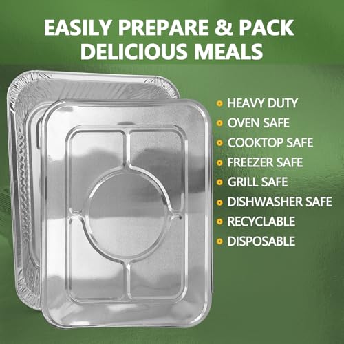 Demiwise Thickened 20 Pack Heavy Duty Aluminum Pans with Lids, 9x13 Aluminum Foil Pans Disposable, Half Size Steam Table Foil Baking Tray for Cooking, Baking, Roasting & Chafing, Carton Packaging - Image 5