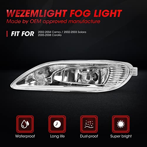 WEZEMLIGHT Fog Lights Compatible with 2002-2003 Toyota Solara 2005-2008 Toyota Corolla 2002-2004 Toyota Camry With 9006 12V 55W Halogen Bulbs Included Switch And Wiring Kit -1 Set - Image 4