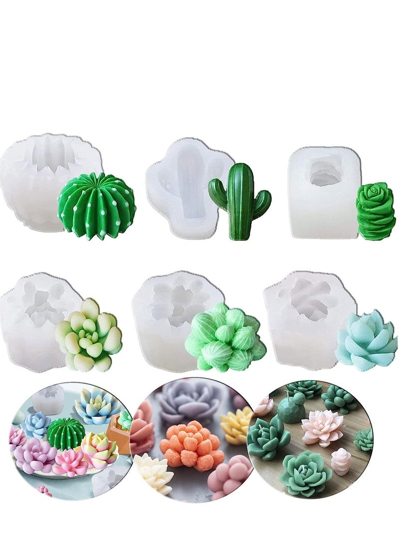 XiuWoo Candle Molds, 6pcs Making Molds 3D Silicone Mold Flower Cactus Wax for Scented Candles Soaps Making, Wax, Resin Casting,Cake Dessert Mousse Decoration - Image 1