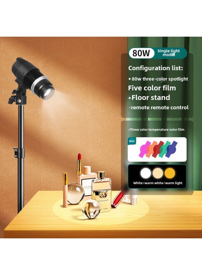 Jewelry Special Fill Light Live Studio Desktop Spotlight Photo Accessories Still Life Wenwan Jade Lighting Indoor Shooting-Light Source Color: 80W Three-color Spotlight +2.1 Bracket  - Image 1