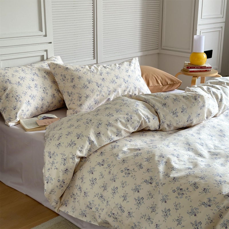 Motntd Floral Davet Cover Twin Off White Boho Twin Cofforter Cover Cotton Cottage Core Cove Cover Cover Dovet With With Reciver - Image 5