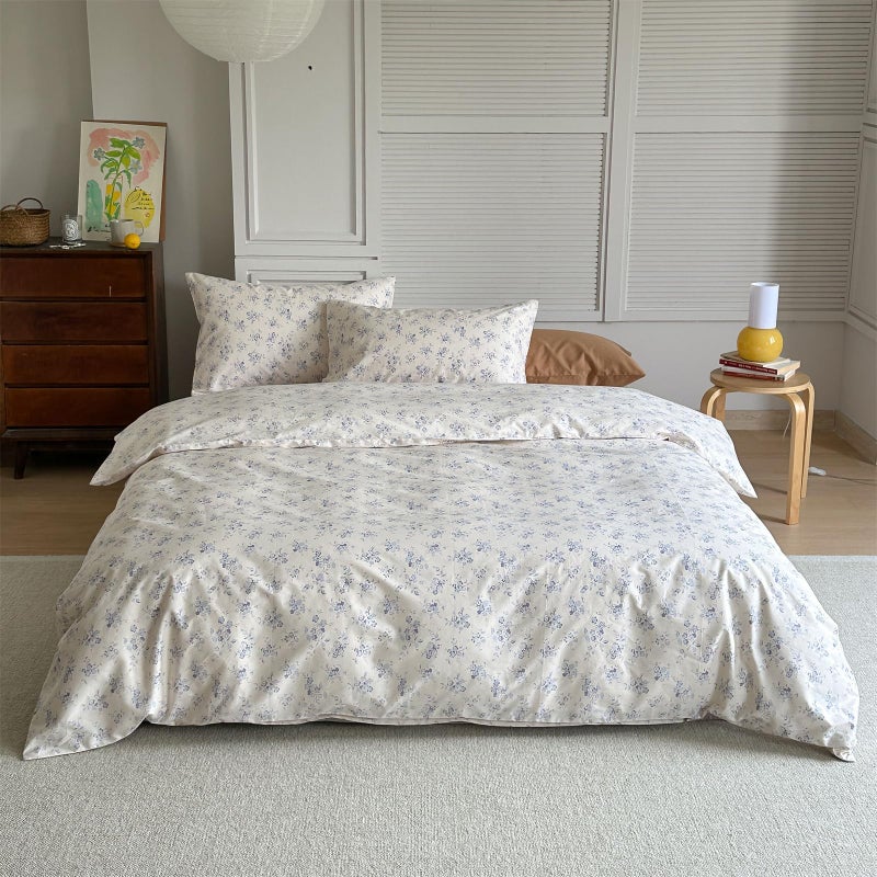 Motntd Floral Davet Cover Twin Off White Boho Twin Cofforter Cover Cotton Cottage Core Cove Cover Cover Dovet With With Reciver - Image 2