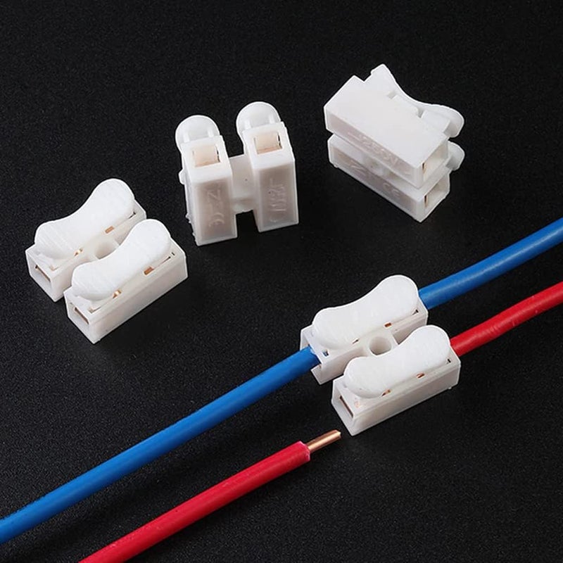 comfrt Push Quick Wire Cable Connector, Spring Wire Connectors, 10A 220V 2 Pin Push Quick Wire Cable Connector White Wiring Terminal, Wire Connector Kit (100PCS-NO BOX) - Image 2