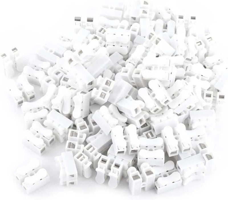 comfrt Push Quick Wire Cable Connector, Spring Wire Connectors, 10A 220V 2 Pin Push Quick Wire Cable Connector White Wiring Terminal, Wire Connector Kit (100PCS-NO BOX) - Image 1