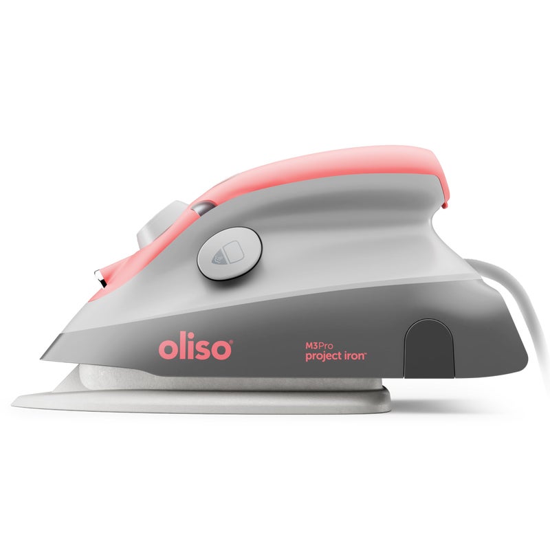 oliso M3Pro Project Steam Iron with Solemate â€“ 1000W Ceramic Soleplate Iron and LED Light for Sewing, Quilting, Crafting, and Travel â€“ Coral - Image 1