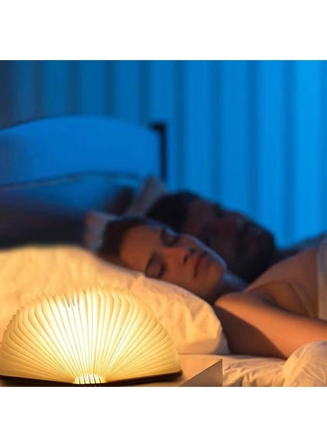 EETU Folding Book Light,3 Colors LED Table Lamp For Decor,LED Paper Lantern With USB Charging,Portable Wooden Book Lights,Unique Gifts For Book Lovers - Image 5