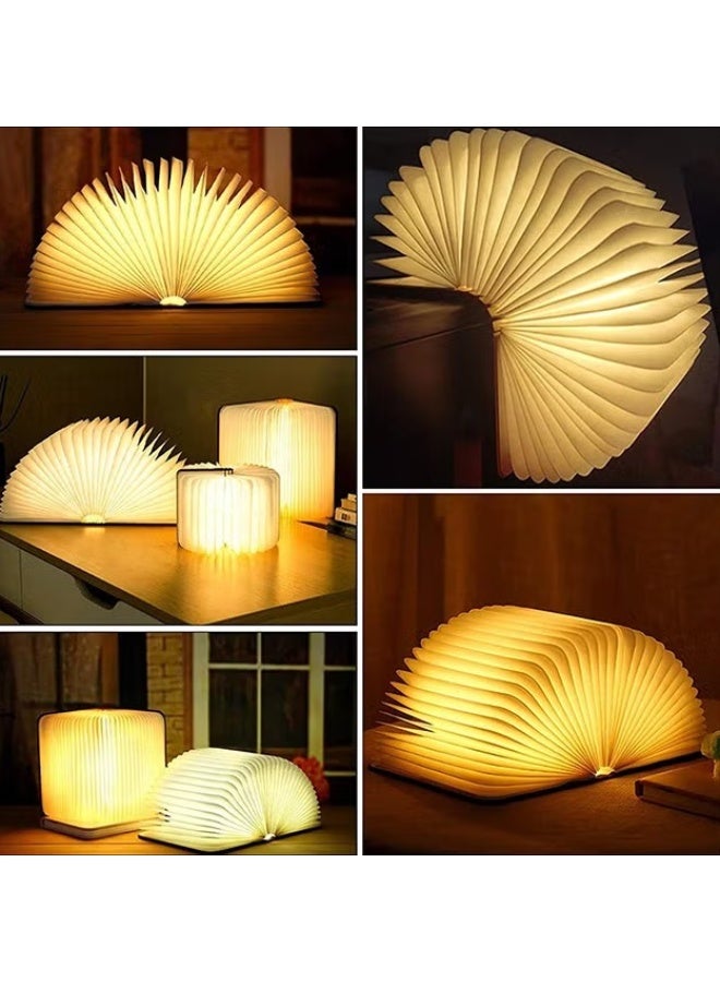 EETU Folding Book Light,3 Colors LED Table Lamp For Decor,LED Paper Lantern With USB Charging,Portable Wooden Book Lights,Unique Gifts For Book Lovers - Image 3